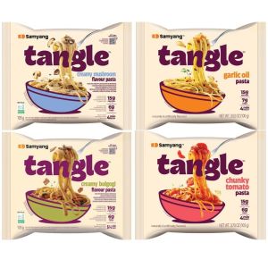 Samyang Tangle Mix Flavor Pasta - Pack of 4 x 15g - Flavors Included: Creamy Mushroom, Garlic Oil, Chunky Tomato & Creamy Bulgogi