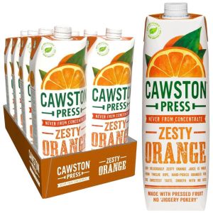 Cawston Press Zesty Orange Pressed Juice - Pack of 8 x 1L - Fresh, Vibrant Orange Flavor, Best Before: March 2026