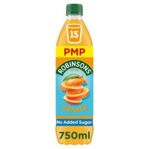 Robinsons Fruit Squash Orange No Added Sugar PMP 12 x 750ml