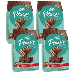 Gastone Lago Plaisir Milk Chocolate Coated Wafers Filled With Hazelnut Cream 200g x 4 - Best Before: 30.09.2025