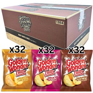 Golden Wonder Fully Flavoured Meaty Crisps (16x6pk) 25g x 96 - Best Before: June 2025