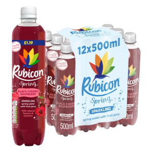 Rubicon Spring Black Cherry Raspberry Sparkling Water with Real Fruit Juice PMP 500ml x 12