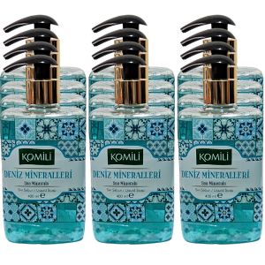 KOMILI Premium Sea Minerals Liquid Soap - Pack of 12 x 400ml - Dermatologically Tested , Contains Olive Oil