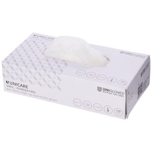 Unicare Clear Vinyl Examination Gloves Powder Free Large 100pcs
