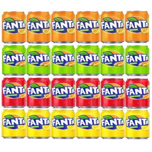 (Pack of 24) Fanta Mix Case 330ML: x6 Orange, x6 Exotic, x6 Fruit Twist, ,x6 Lemon