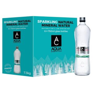 *Glass 750ml* Aqua Carpatica Sparkling Glass Bottle Natural Mineral Water 750ml x 6