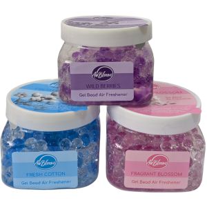 Air Bloom Gel Bead Air Freshener 227g – Pack of 3 (Wild Berries, Fragrant Blossom, Fresh Cotton)