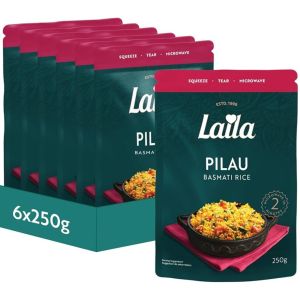 Laila Pilau Microwave Basmati Rice, Pack of 6 x 250g - Ready Cooked Basmati Rice