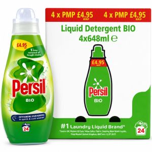 Persil Bio Laundry Liquid Detergent 24 Washes PMP , Pack of 4 x 648ml – 96 Washes Total