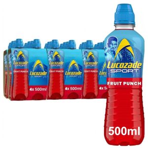 Lucozade Sport Fruit Punch Multipack (6x4pk) - Body Fuel Isotonic Drink, Best Before : June 2026 - Pack of 24 x 500ml