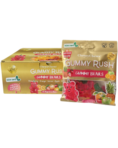Cheery Chews Gummy Rush Gummy Bears 12 x 90g, Halal, Non-GMO, Made from Natural Fruit Juice, Gluten & Peanut Free