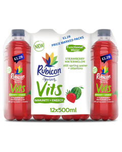 Rubicon Spring Vits Strawberry Watermelon Still Vitamin Water PMP 500ml x 12