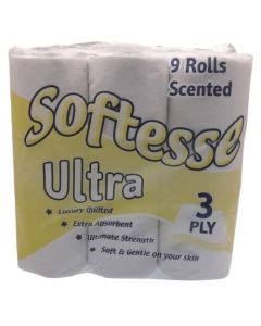 Wholesale Supplier Softesse Ultra Lemon Scented 3 PLY Toilet Rolls (5 x9pk) 45 Rolls