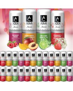 Wholesale Supplier Aqua Carpatica Mix Case Flavours Sparkling Lime & Mint, Strawberry & Elderflower, Mango & Peach, Raspberry 330ml x 24