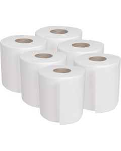Wholesale Supplier White Paper Rolls 2ply Embossed CentreFeed Hygiene, Strong Commercial/Kitchen Use Paper Hand Towels, Wipe Away (Pack of 6)