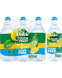 Volvic TOF Lemon & Lime Sugar Free Water Sports Cap 750ML x6