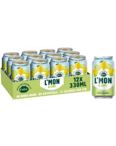 Volvic L'mon & Lime Sparkling Citrus Drink 330ml  × 12