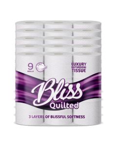 Wholesale Supplier Bliss Quilted 3 PLY Luxury Bathroom Tissue 5 x9pk (45 Rolls)