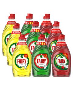 Fairy Washing Up Liquid Mixed Selection PMP 320ml x 9 - (3 Each) Lemon, Original, Pomegranate & Grapefruit