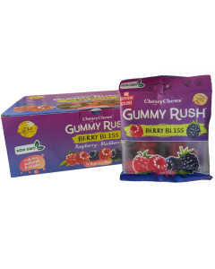 Cheery Chews Gummy Rush Berry Bliss 12 x 90g Halal, Non-GMO, Made from Natural Fruit Juice, Gluten & Peanut Free