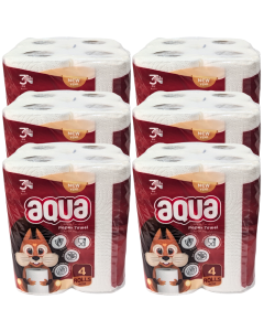 Aqua Paper Towel 3Ply - 24 Rolls (6x4pk) -Food Contact, Eco-Friendly, Strong & Absorbent
