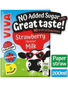 Wholesale Supplier Viva UHT Strawberry Milk No Added Sugar 200ml x 27