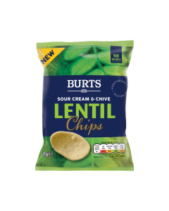 Burts Lentil Chips Sour Cream & Chive 20gr x 16 Best Before 08.11.2022
