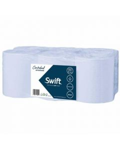 SWIFT Blue Embossed Centrefeed Roll x 6 (2ply)