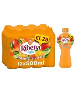 Wholesale Supplier Ribena Light Mango and Lime PMP 500ml x 12 Best Before Jun/2025