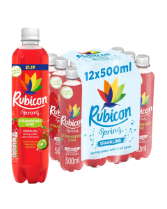 Rubicon Spring Strawberry Kiwi Sparkling Water with Real Fruit Juice PMP 500ml x 12