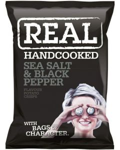 Wholesale Supplier Real Hand Cooked Sea Salt & Black Pepper Potato Crisps 35g x 24