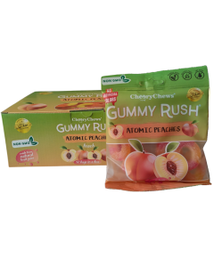 Cheery Chews Gummy Rush Atomic Peaches – 12 x 90g | Halal, Non-GMO, Gluten, Peanut & Fat Free