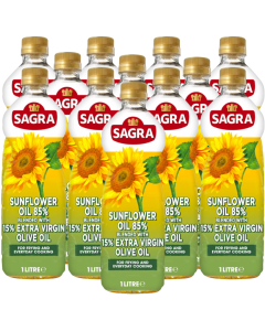 Sagra Sunflower Oil 85% Blended With 15% Extra Virgin Olive Oil 1L x 12